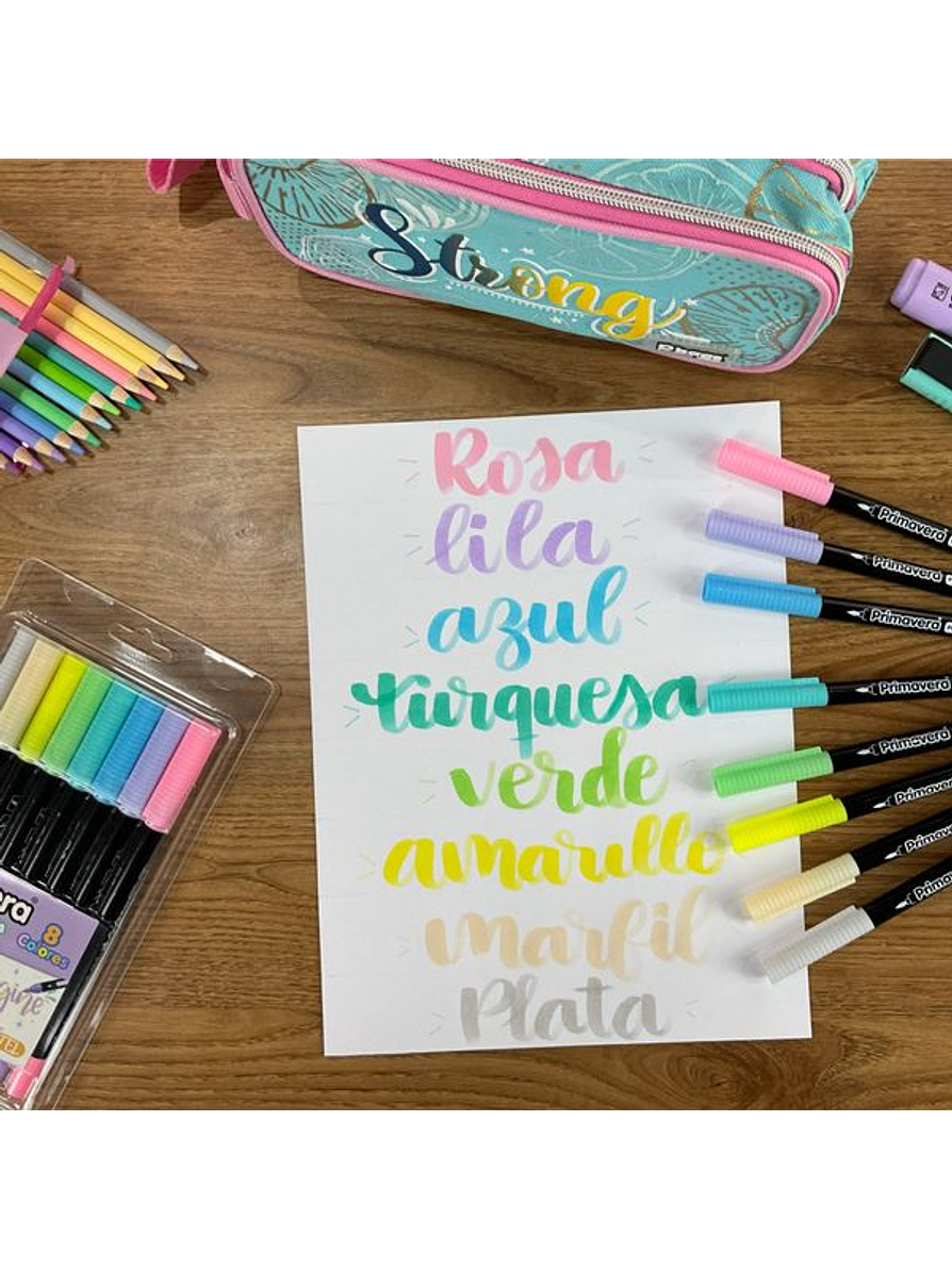 Plumón Primavera Doble Punta X 8 Unidades 4