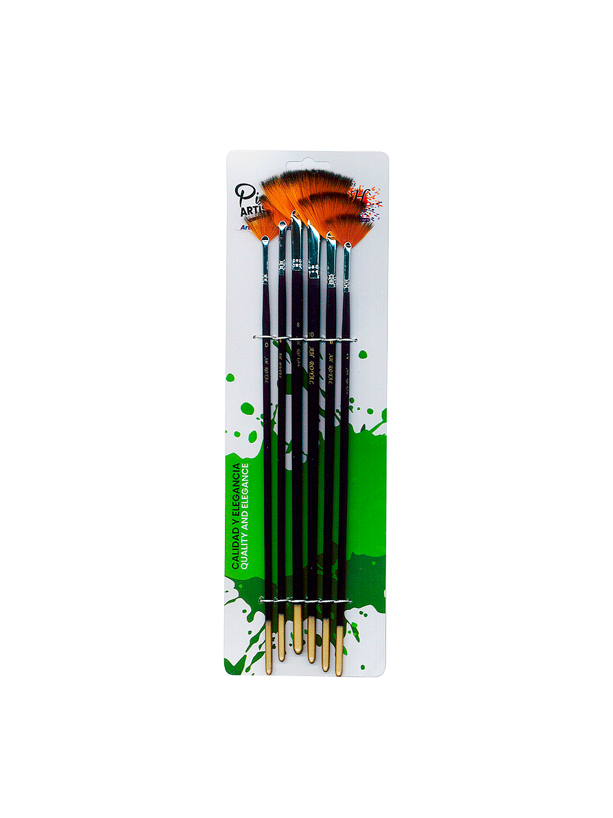 Juego De Pinceles Abanico Fino X 6 Unidades 1