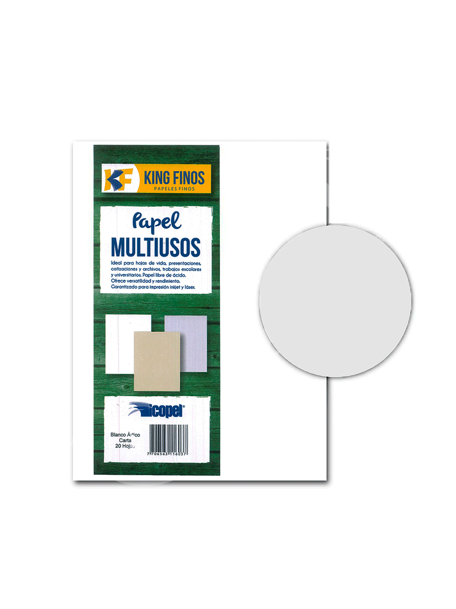 Papel Multiusos King Finos Blanco Ártico X 20 Hojas 1