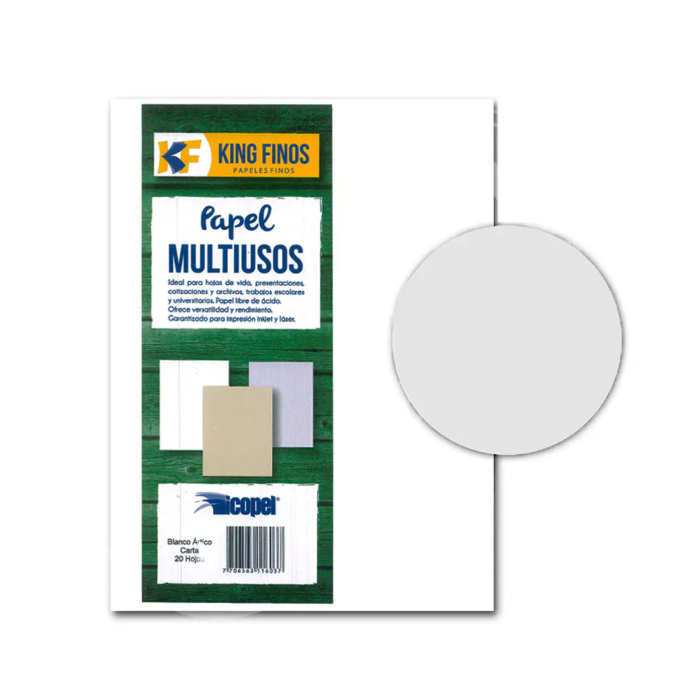 Papel Multiusos King Finos Blanco Ártico X 20 Hojas