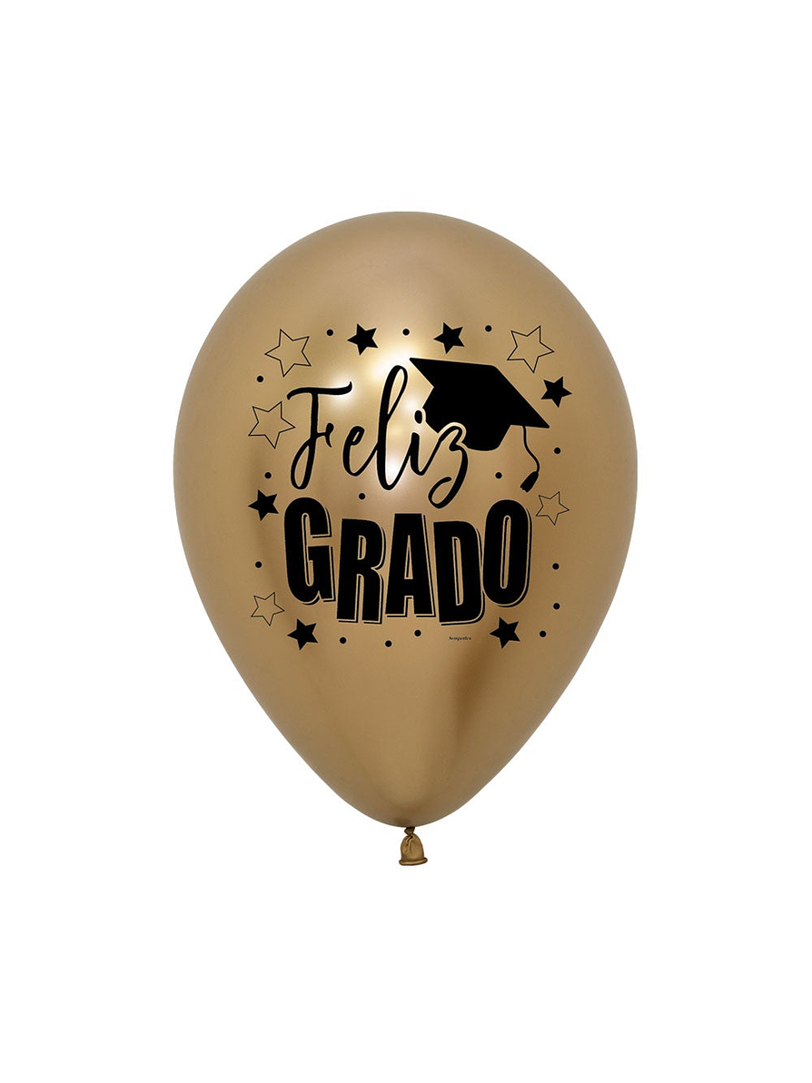 Globo R-12 Impreso Grado Reflex Dorado X 12 Unidades  1