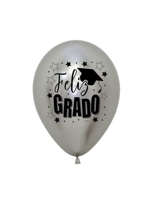 Globo R-12 Impreso Grado Reflex Plata X 12 Unidades  1