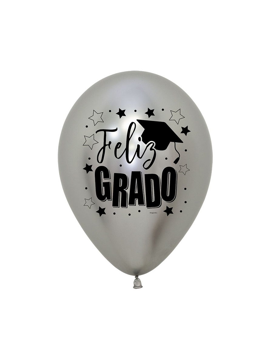 Globo R-12 Impreso Grado Reflex Plata X 12 Unidades  1