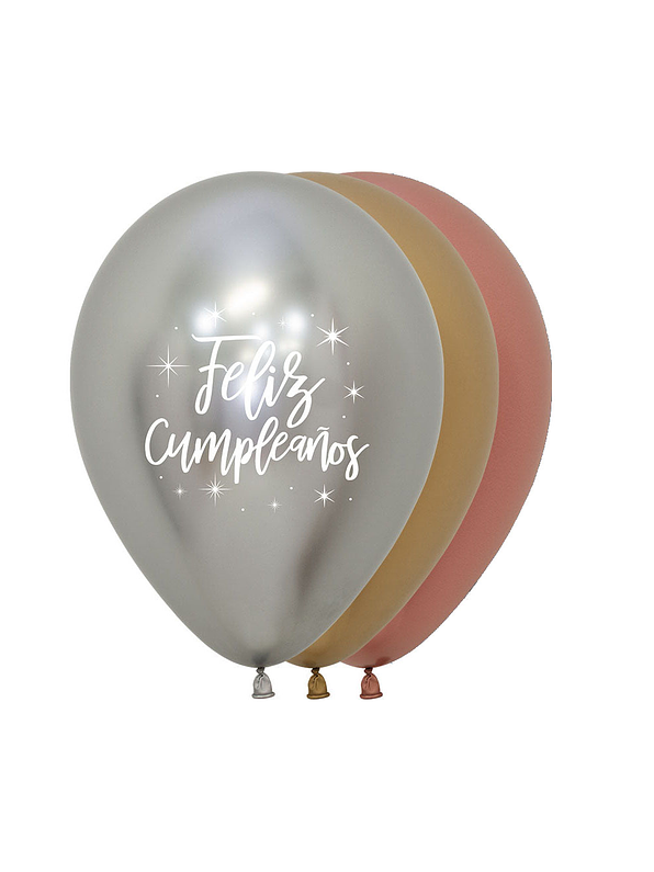 Globo R-5 Impreso Feliz Cumpleaños Radiante Reflex X 12 Unidades 1