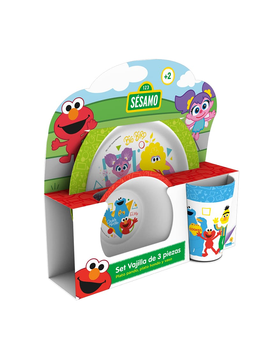 Set Vajilla Melamina X 3 Piezas Plaza Sésamo  1