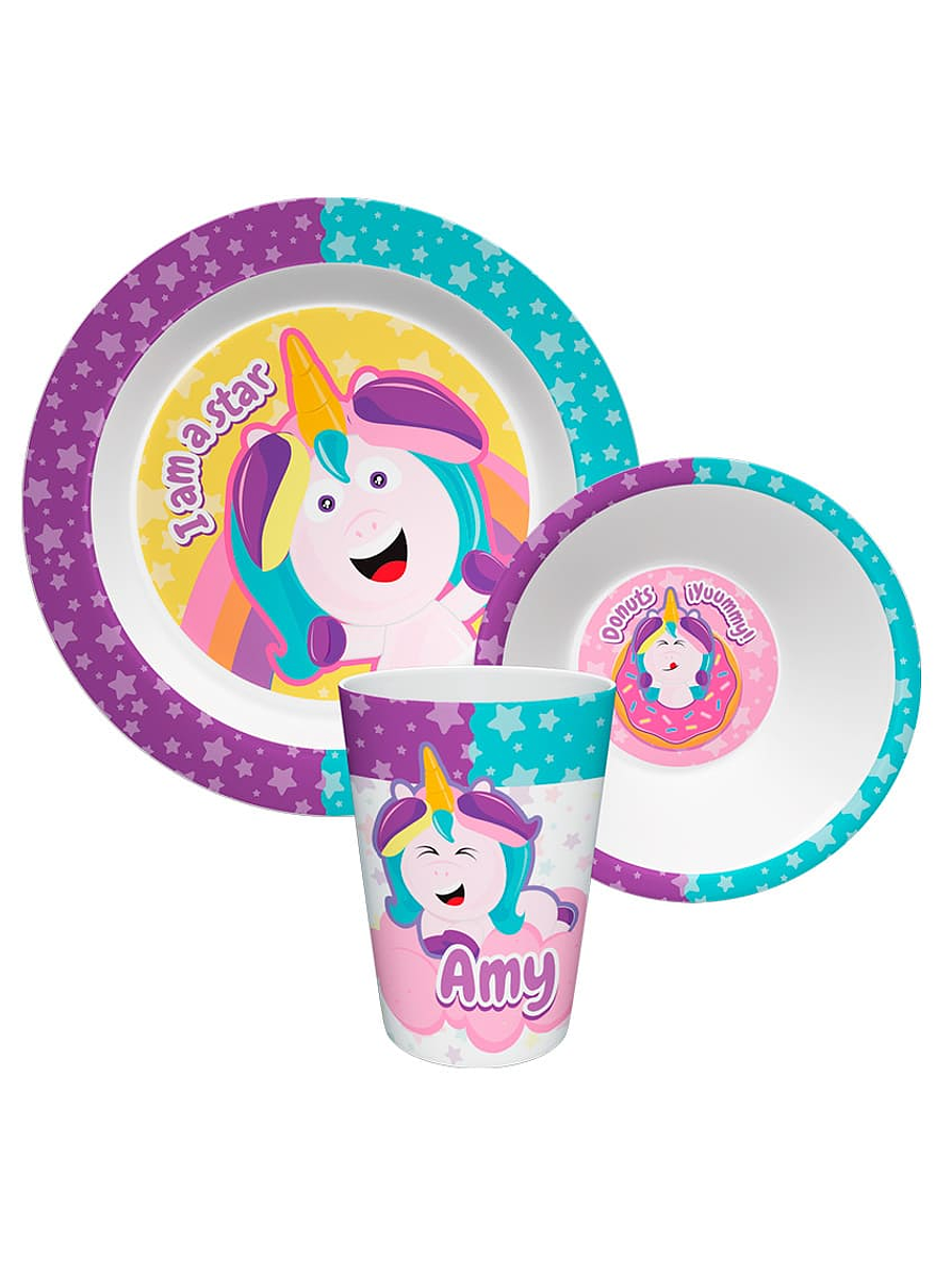 Set Vajilla Melamina X 3 Piezas Unicornio 2