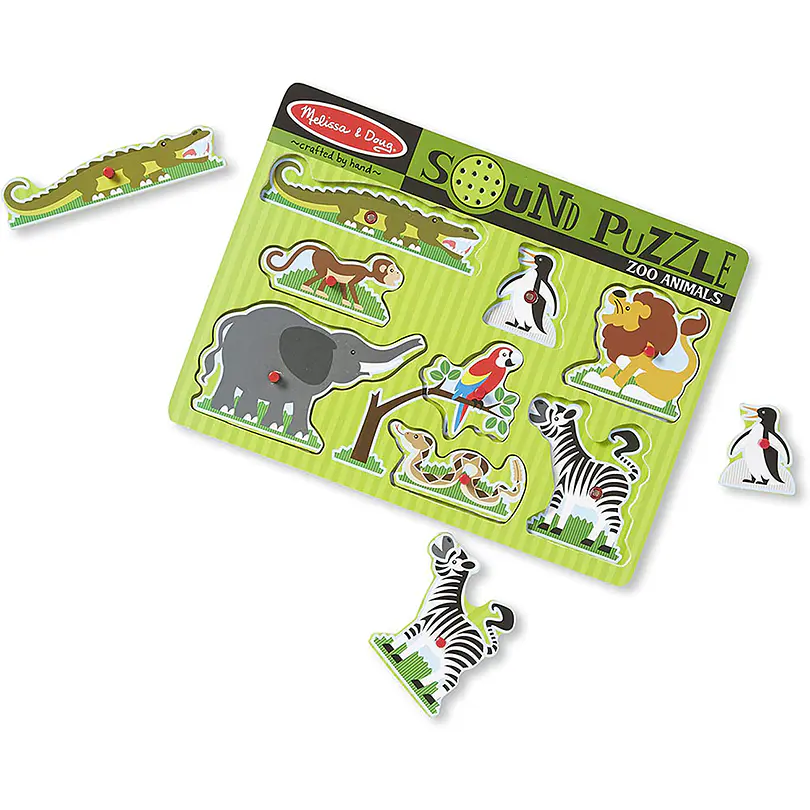 GOKI Puzzle De Madera De Animales Del Zoo Con Sonido, Colorido Y De Calidad, Ideal Para Niños Pequeños