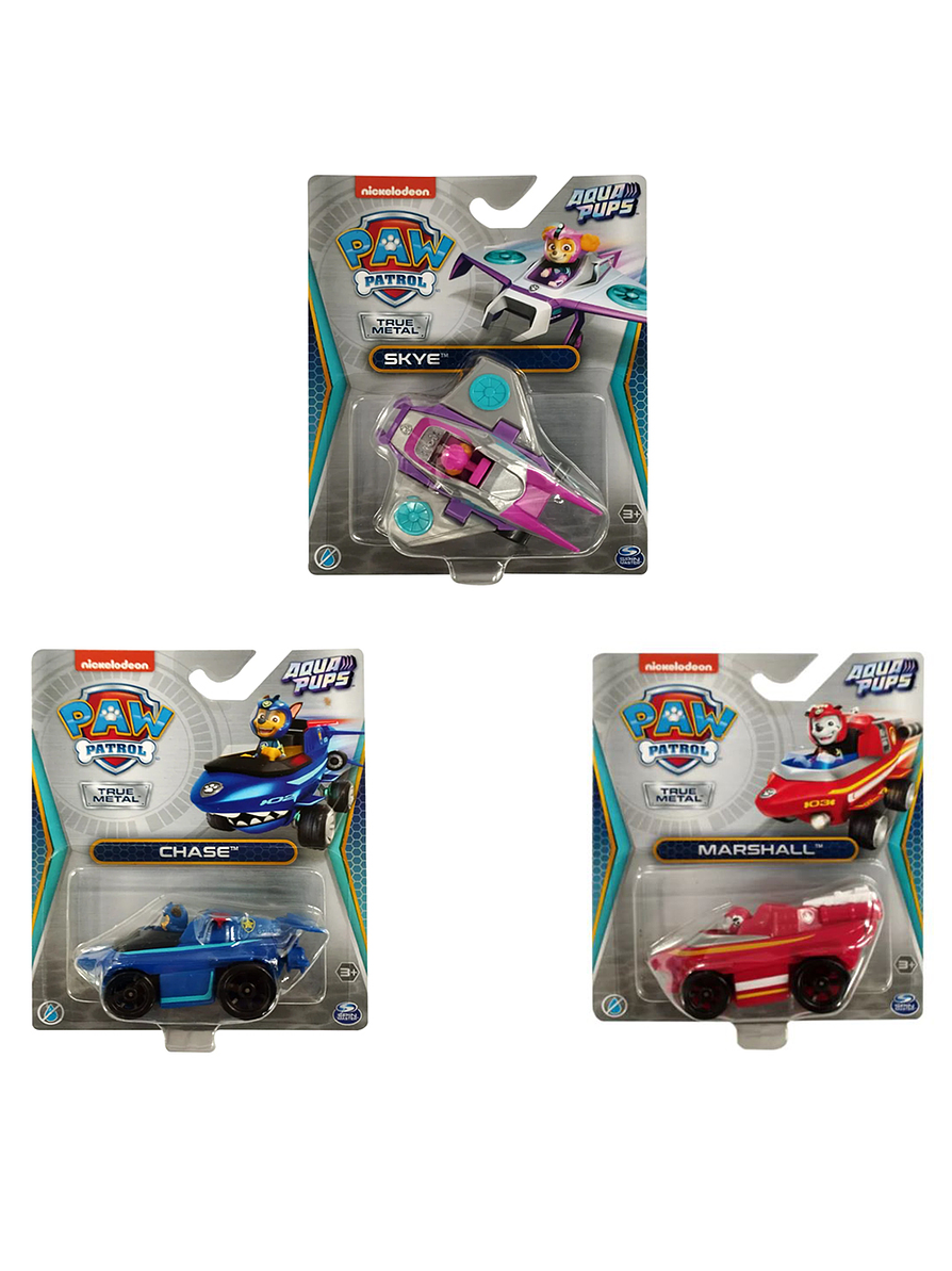 Paw Patrol Vehiculo True Metal Aqua Pups Figuras Surtidas 1