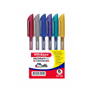 Bolígrafo Gel Escarchado X 6 Unidades