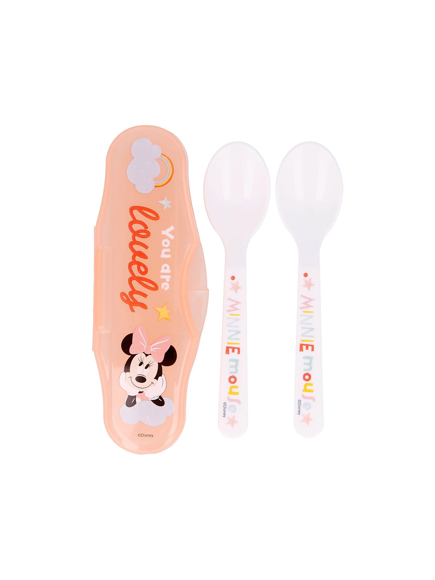 Set Estuche De Cubiertos 2 Piezas Minnie Mouse  2