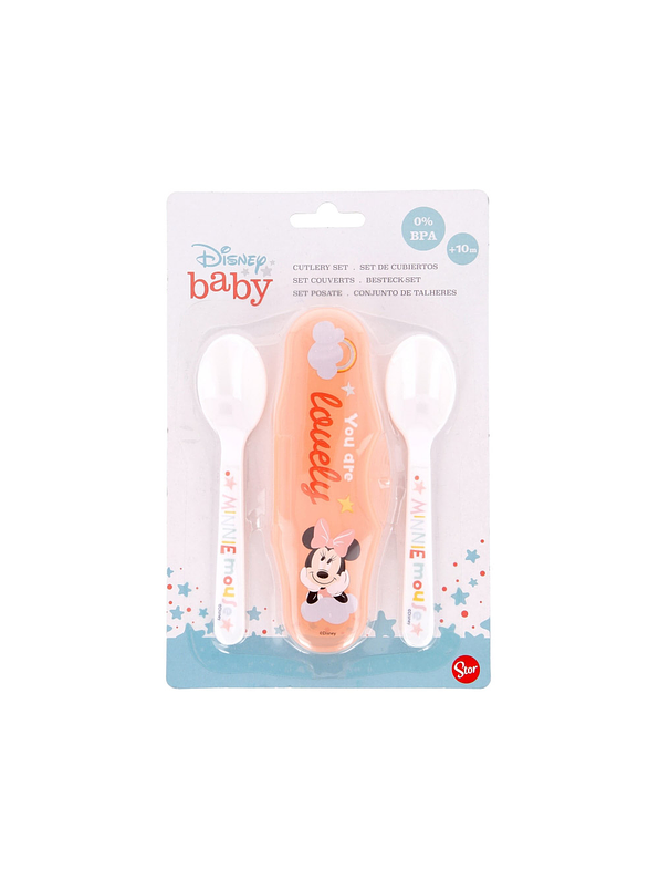 Set Estuche De Cubiertos 2 Piezas Minnie Mouse  1