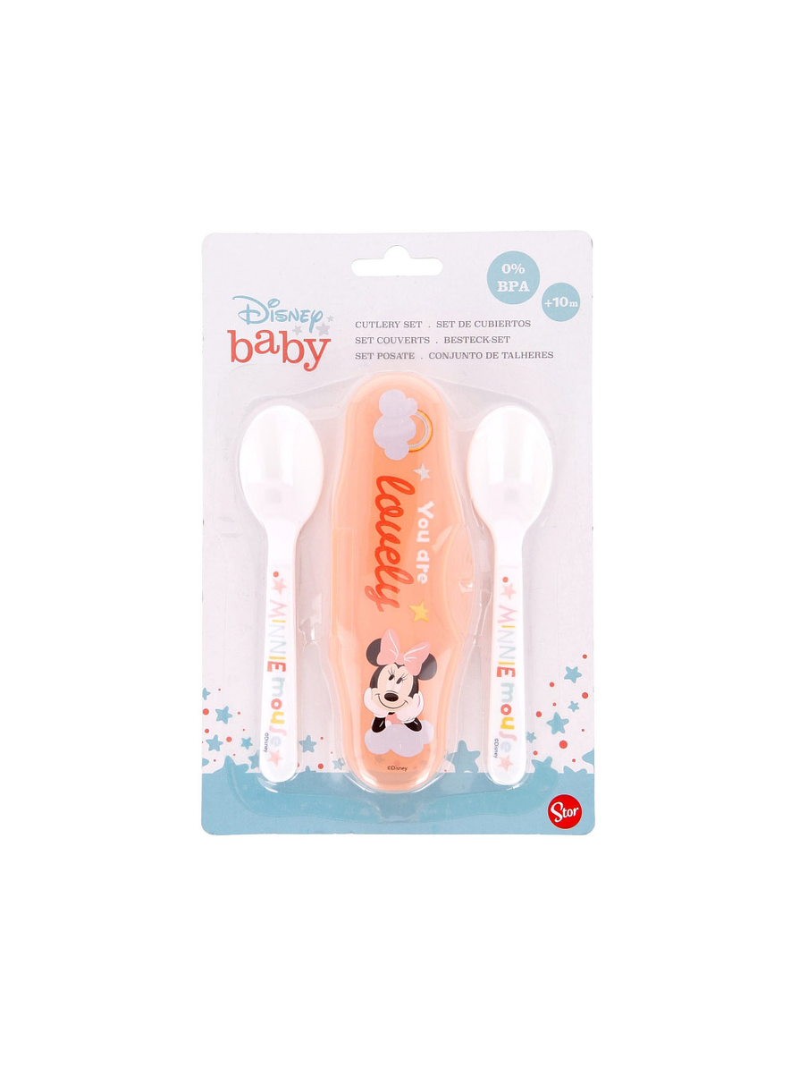 Set Estuche De Cubiertos 2 Piezas Minnie Mouse  1