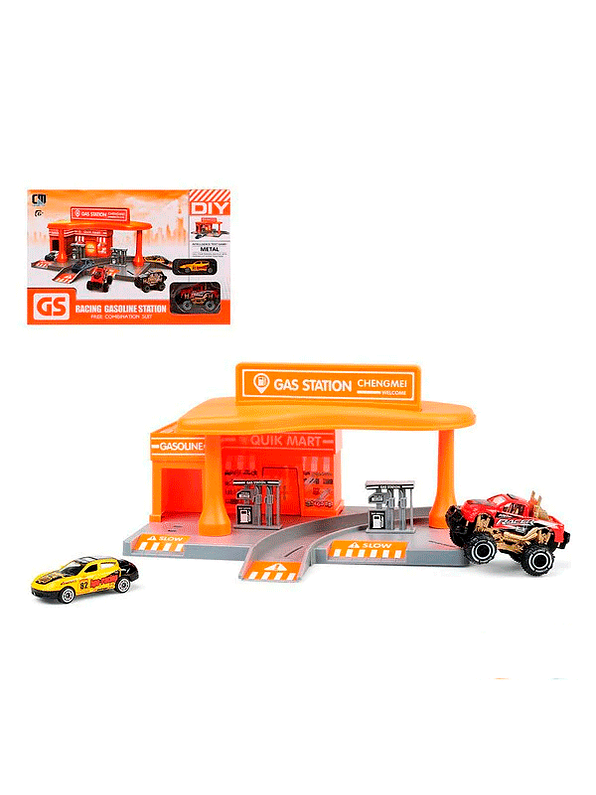 Set De Vehículos Racing Estación De Gasolina  1