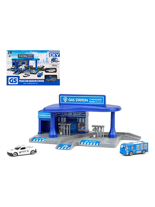 Set De Vehículos De Policía Estación De Gasolina  1