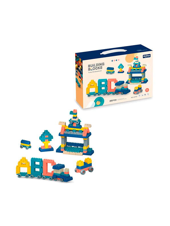 Bloques De Construcción ABC Didáctico Para Niños Azul 2