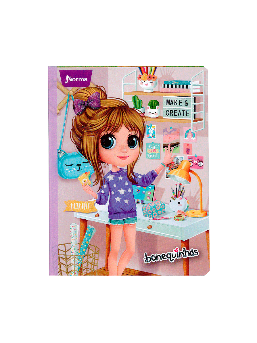 Cuaderno Cosido Bonequinhas 100 Hojas Doble Línea 3