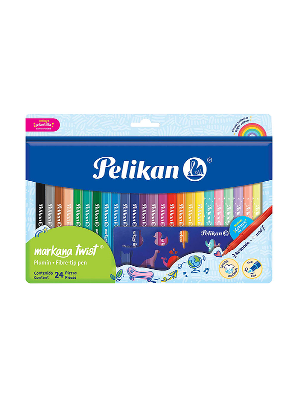 Plumones Pelikan Markana Twist X 24 Unidades  1