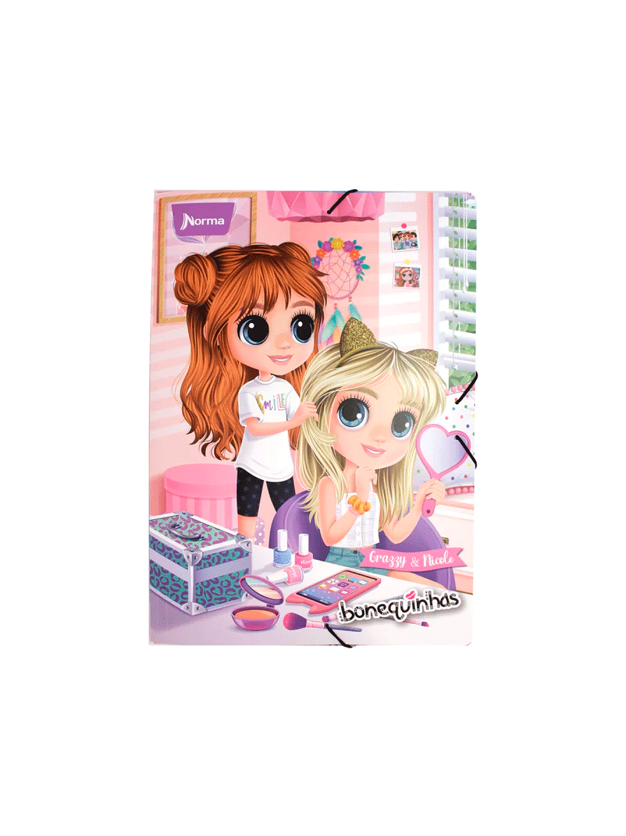 Carpeta Escolar Plastificada Bonequinhas  2