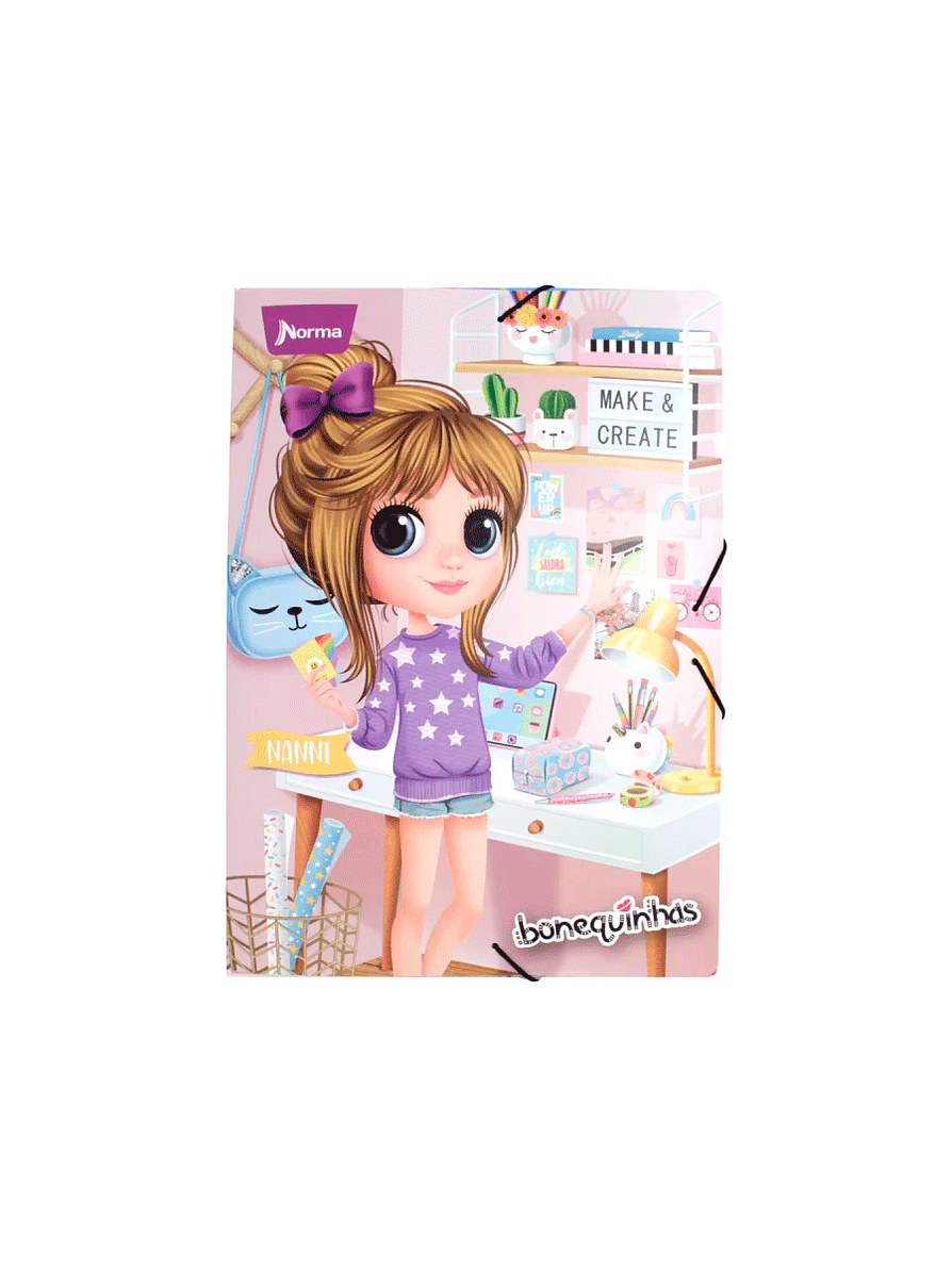 Carpeta Escolar Plastificada Bonequinhas  3