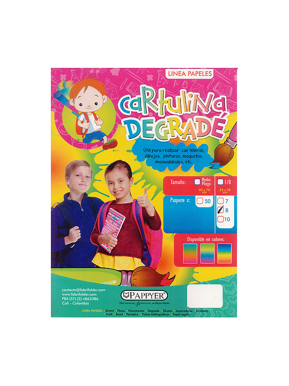 Cartulina Degrade 1/8 X 8 Unidades  1