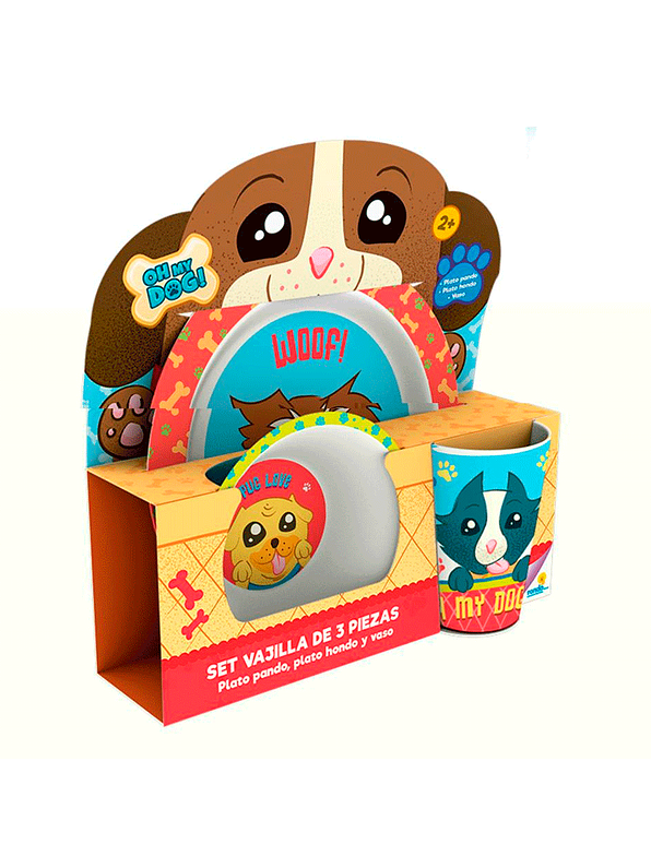 Set Vajilla Melamina X 3 Piezas Perritos 1