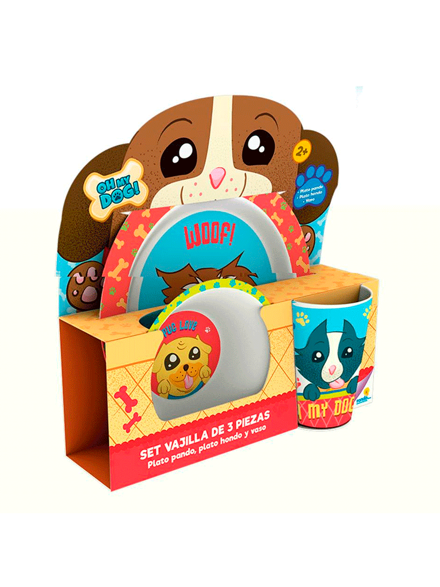 Set Vajilla Melamina X 3 Piezas Perritos 1