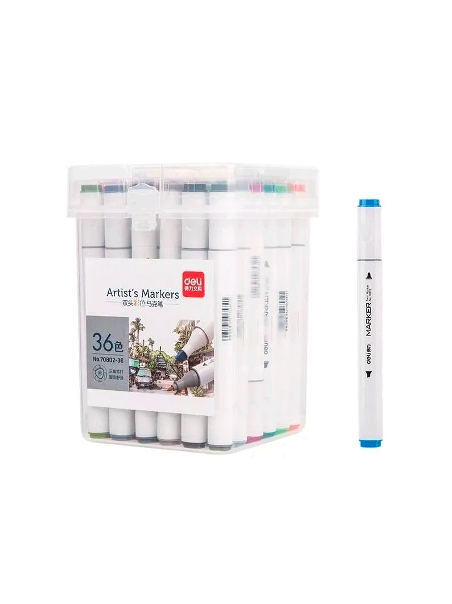 Marcadores Triangulares Doble Punta X 36 Unidades 1