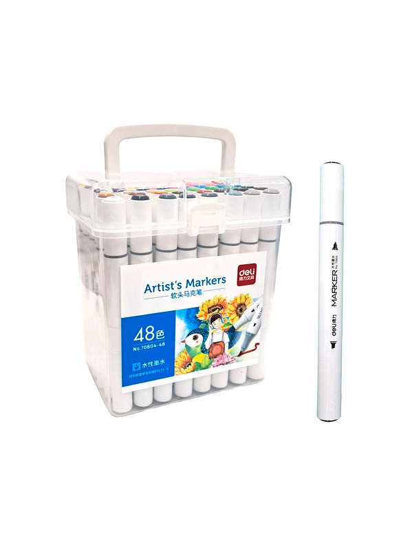 Marcadores Triangulares Doble Punta X 48 Unidades 1