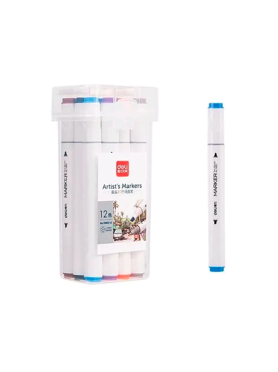 Marcadores Triangulares Doble Punta X 12 Unidades 1