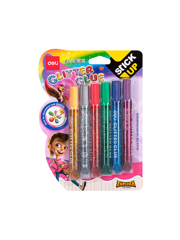 Adhesivo  Gliter 12 ML Colores Clásicos X 6 Unidades 1