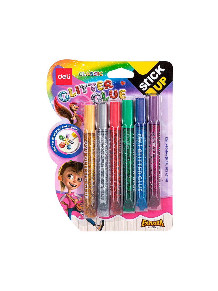 Adhesivo  Gliter 12 ML Colores Clásicos X 6 Unidades 1