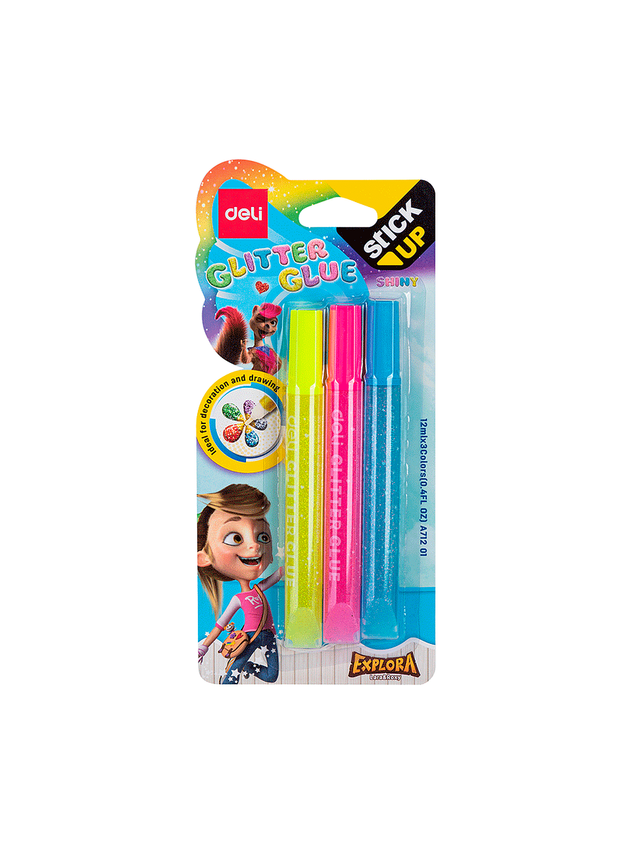 Adhesivo  Gliter 12 ML Colores Neón X 3 Unidades 1