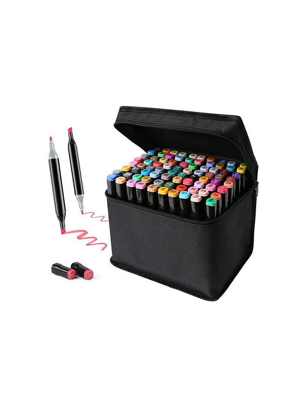 Estuche Marcadores Doble Punta X 80 Unidades Grafitos 1