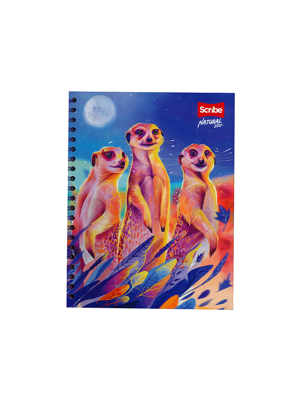 Cuaderno Catedrático Pasta Dura Scribe Natural Zoo 80 Hojas Cuadros 1
