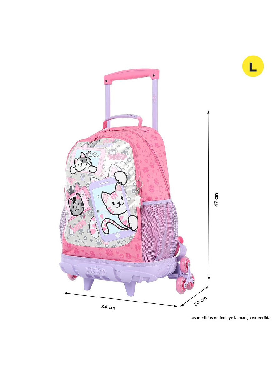 Morral Totto Para Niña 3 Rue Bomper Selfie Cat L Rosado 4