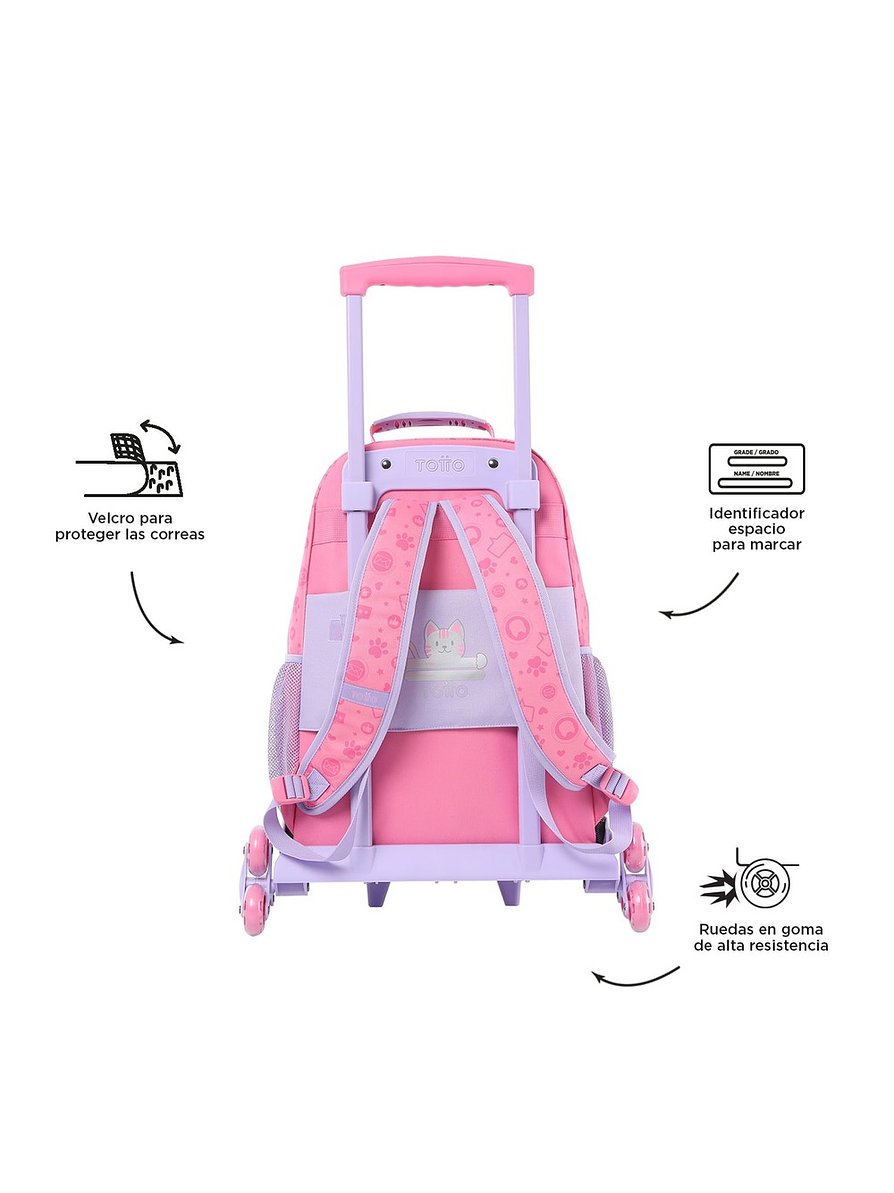 Morral Totto Para Niña 3 Rue Bomper Selfie Cat L Rosado 6