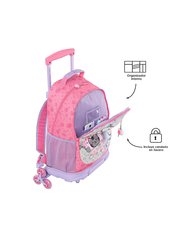Morral Totto Para Niña 3 Rue Bomper Selfie Cat L Rosado 2