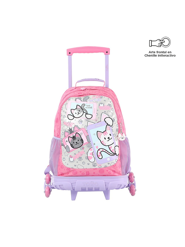 Morral Totto Para Niña 3 Rue Bomper Selfie Cat L Rosado 1