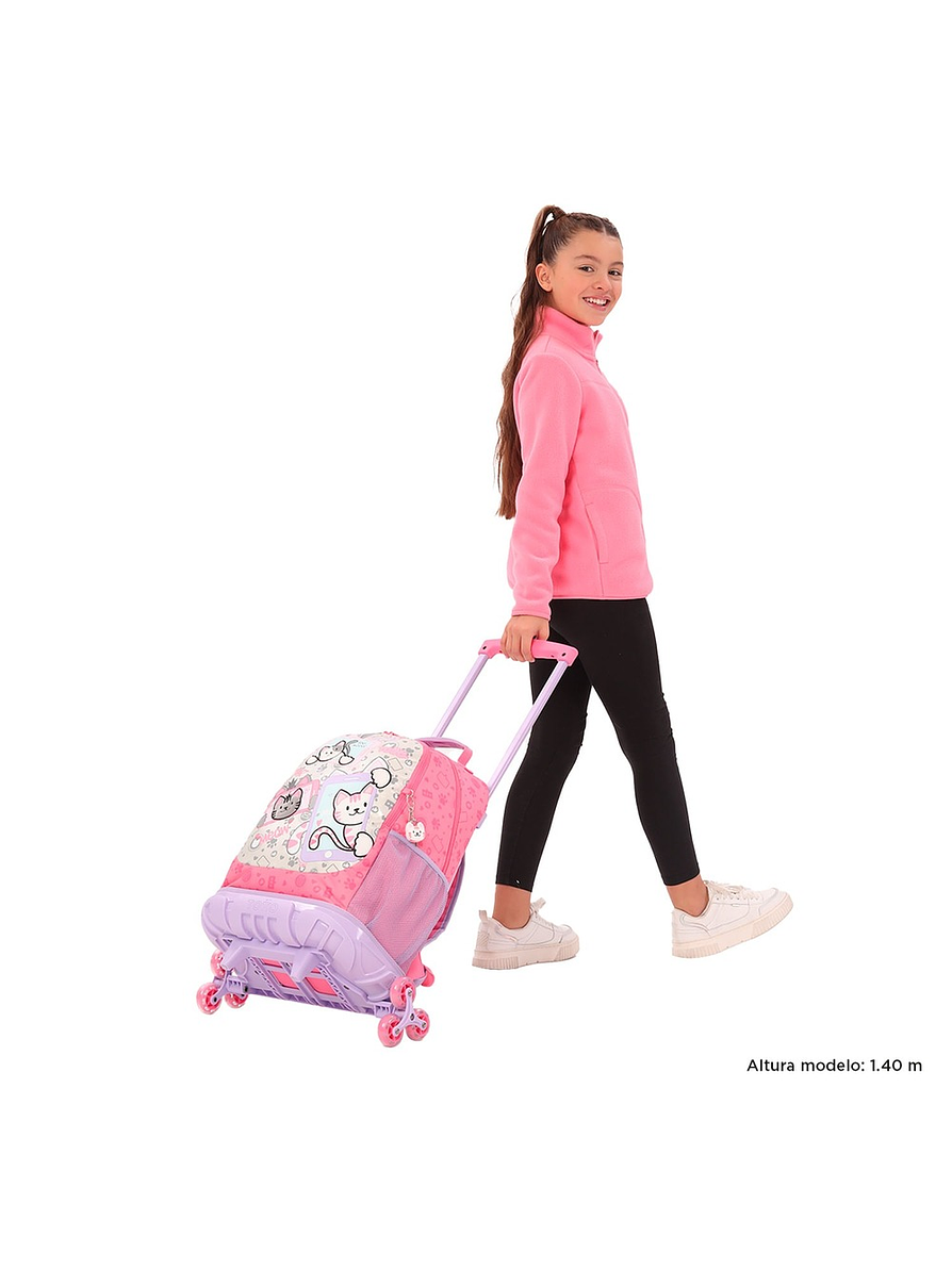 Morral Totto Para Niña 3 Rue Bomper Selfie Cat L Rosado 3