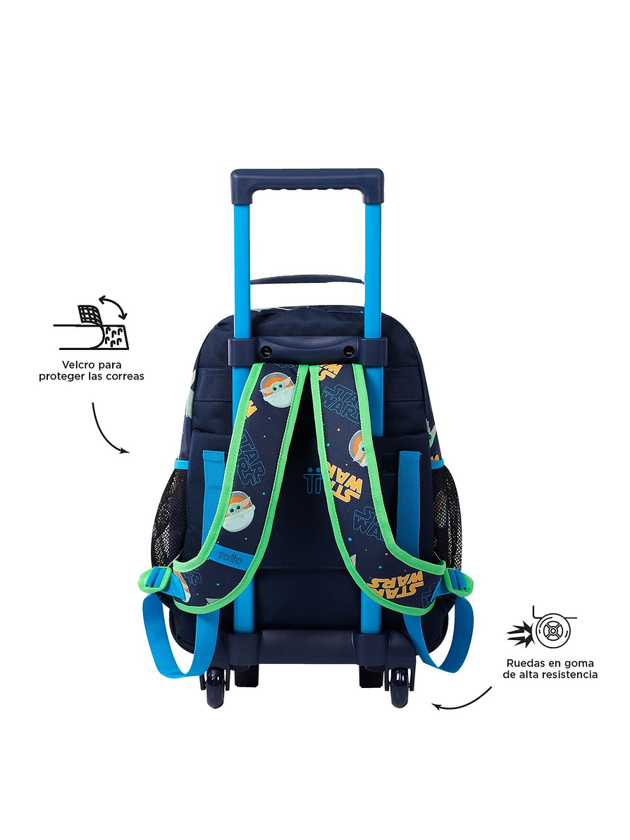 Morral Totto Con Ruedas Niño Bomper Grogu M Azul 6