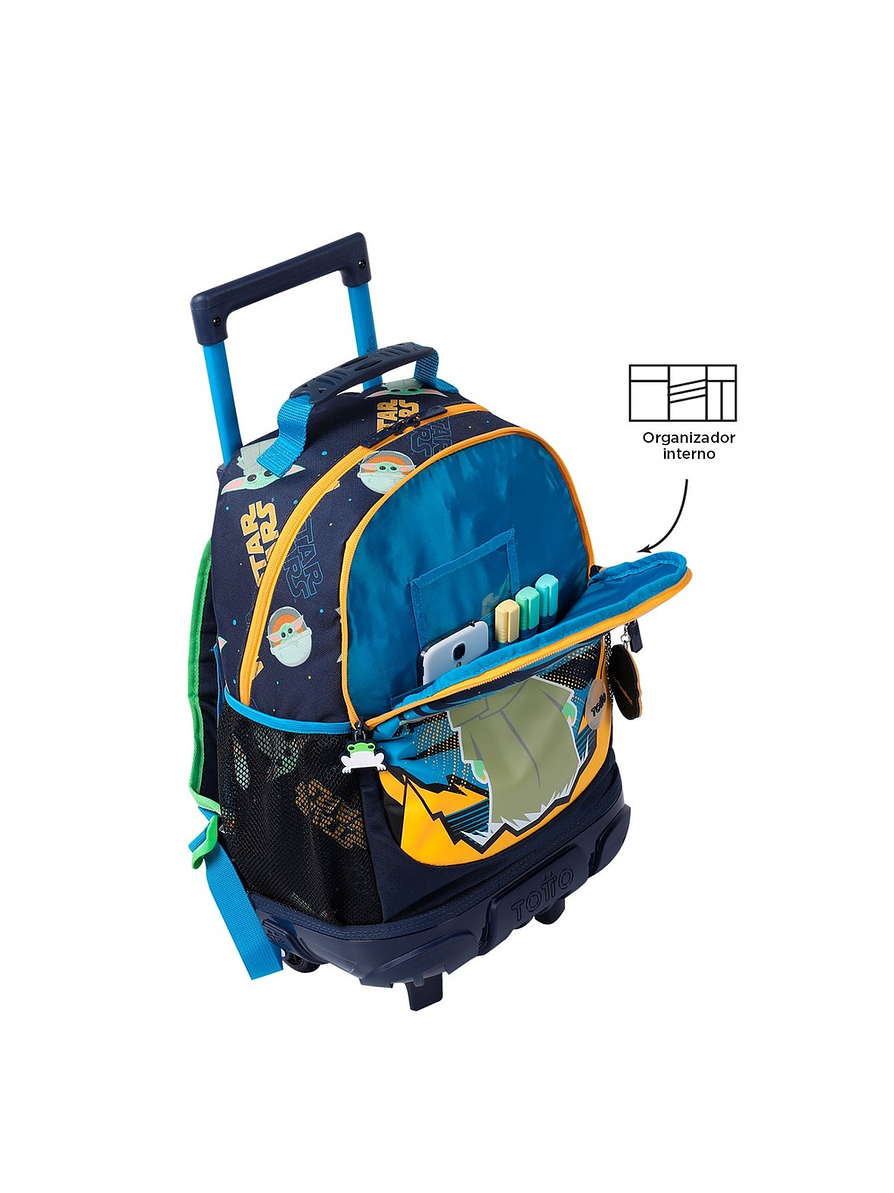 Morral Totto Con Ruedas Niño Bomper Grogu M Azul 2