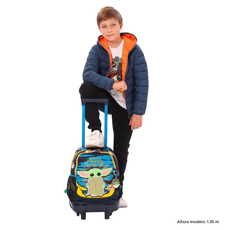 Morral Totto Con Ruedas Niño Bomper Grogu M Azul 3