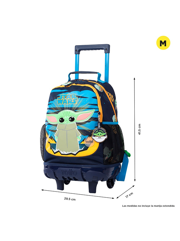 Morral Totto Con Ruedas Niño Bomper Grogu M Azul 4