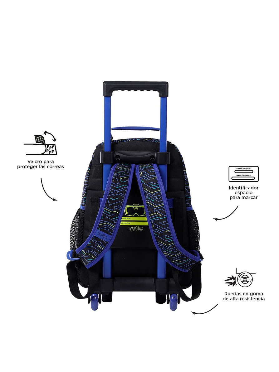 Morral Totto Con Ruedas Niño Bomper Mettaverse M Negro 5