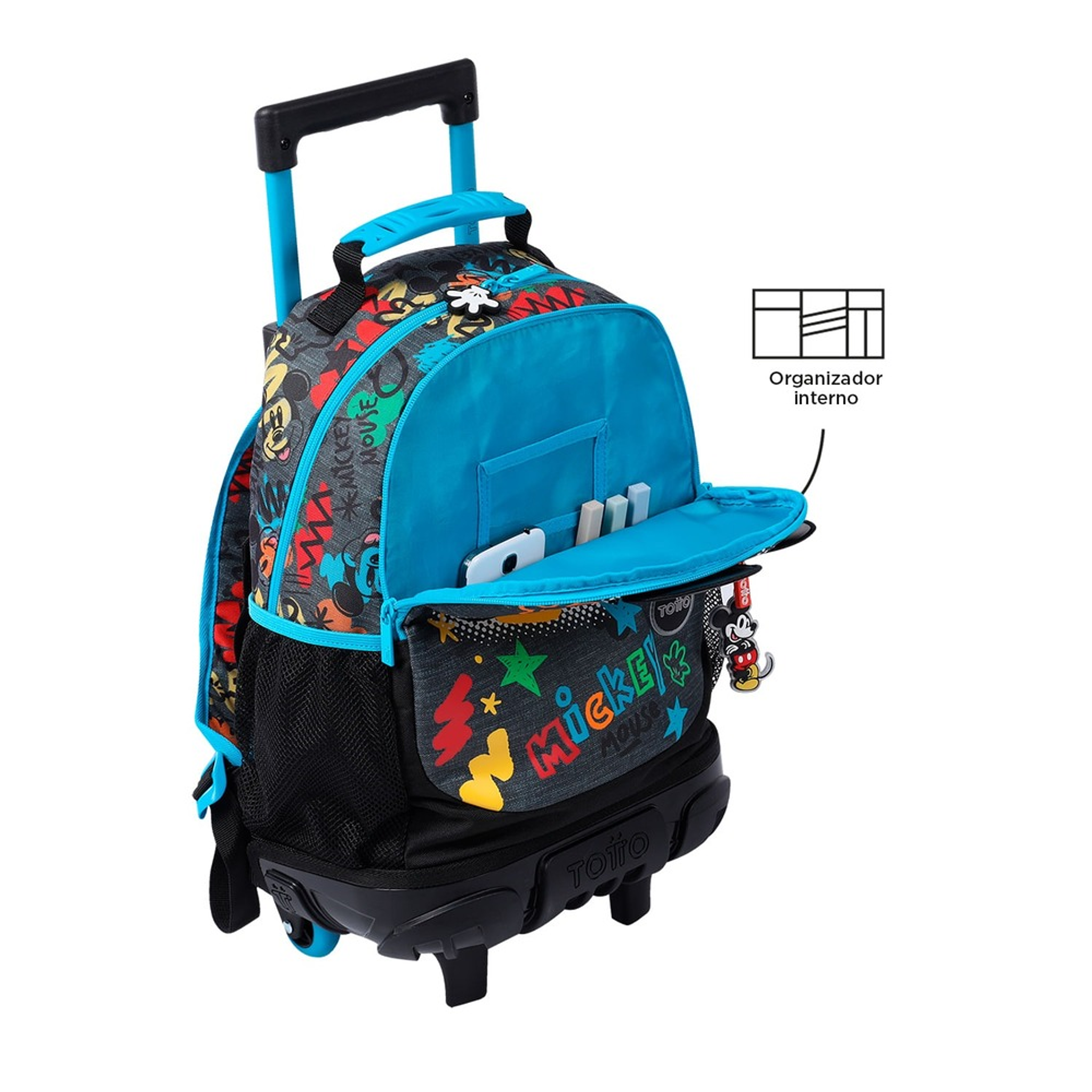 Morral Totto Con Ruedas Niño Bomper Mickey M Gris 2