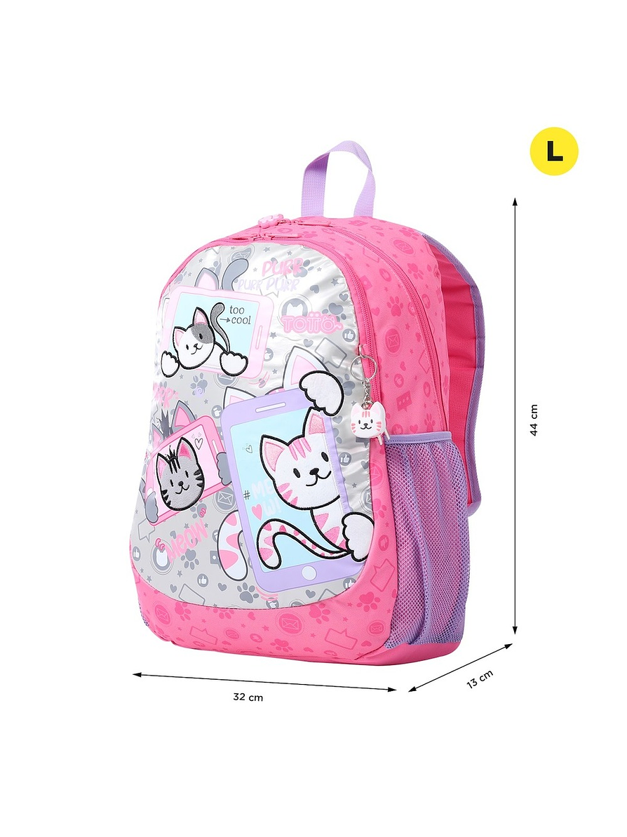 Morral Totto Para Niña Selfie Cat L Rosado 3