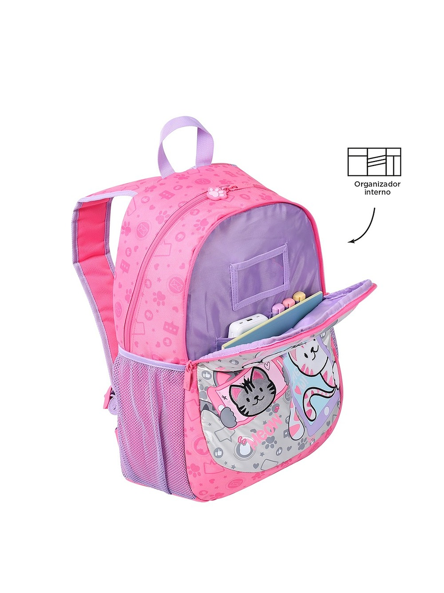 Morral Totto Para Niña Selfie Cat L Rosado 4
