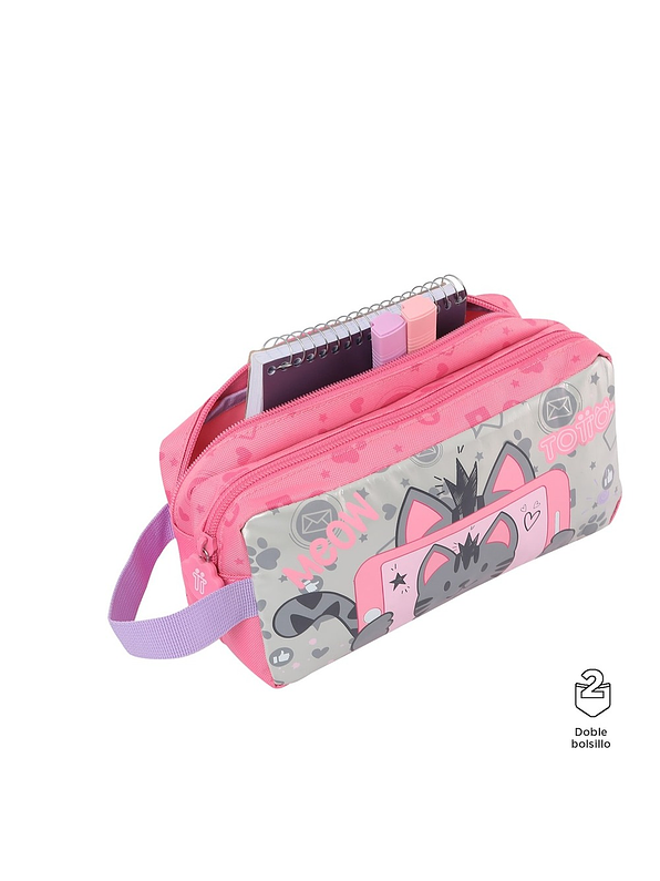 Cartuchera Totto Para Niña Selfie Cat Rosa  2