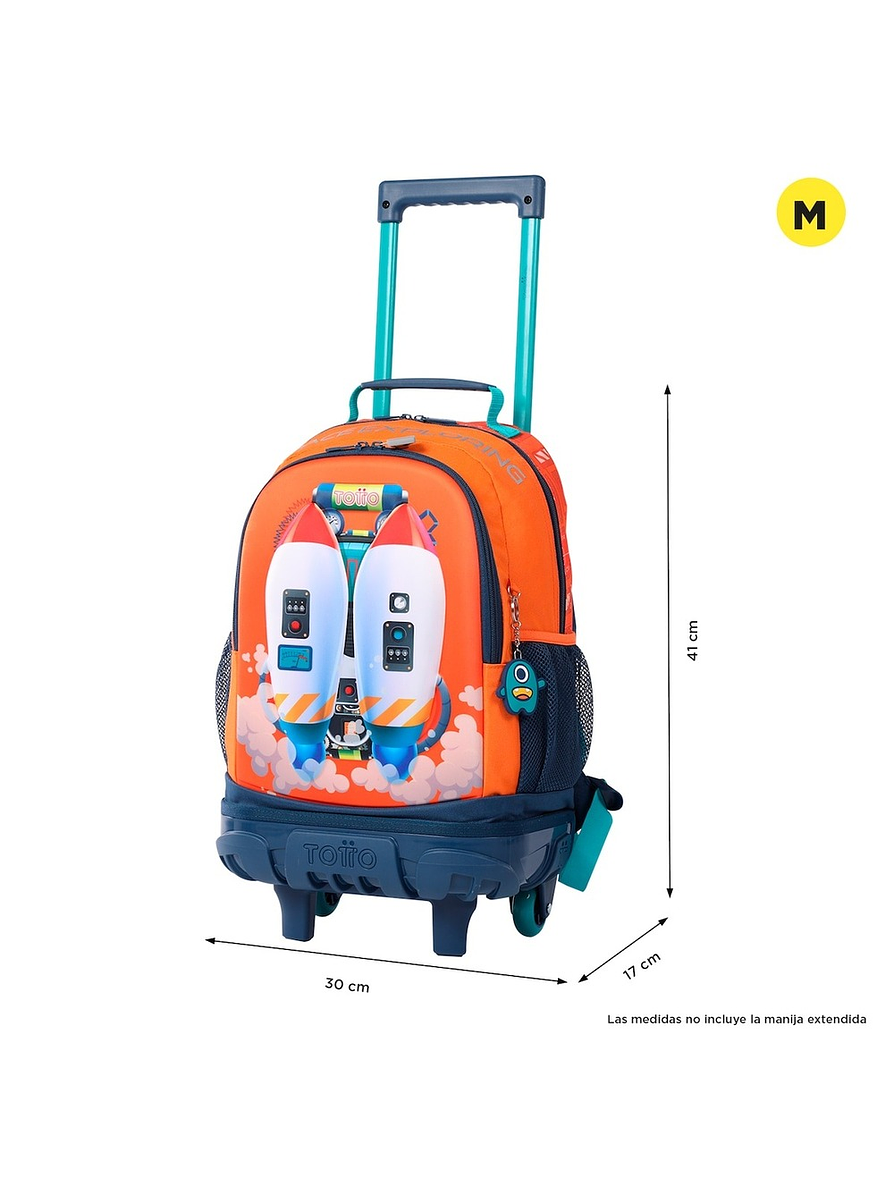 Morral Totto Con Ruedas Niño Bomper Cohety Netic M Naranja 3