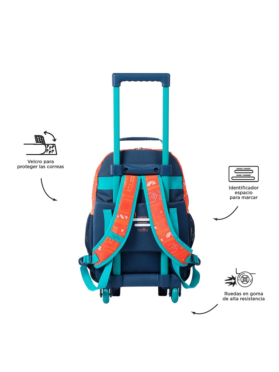 Morral Totto Con Ruedas Niño Bomper Cohety Netic M Naranja 5